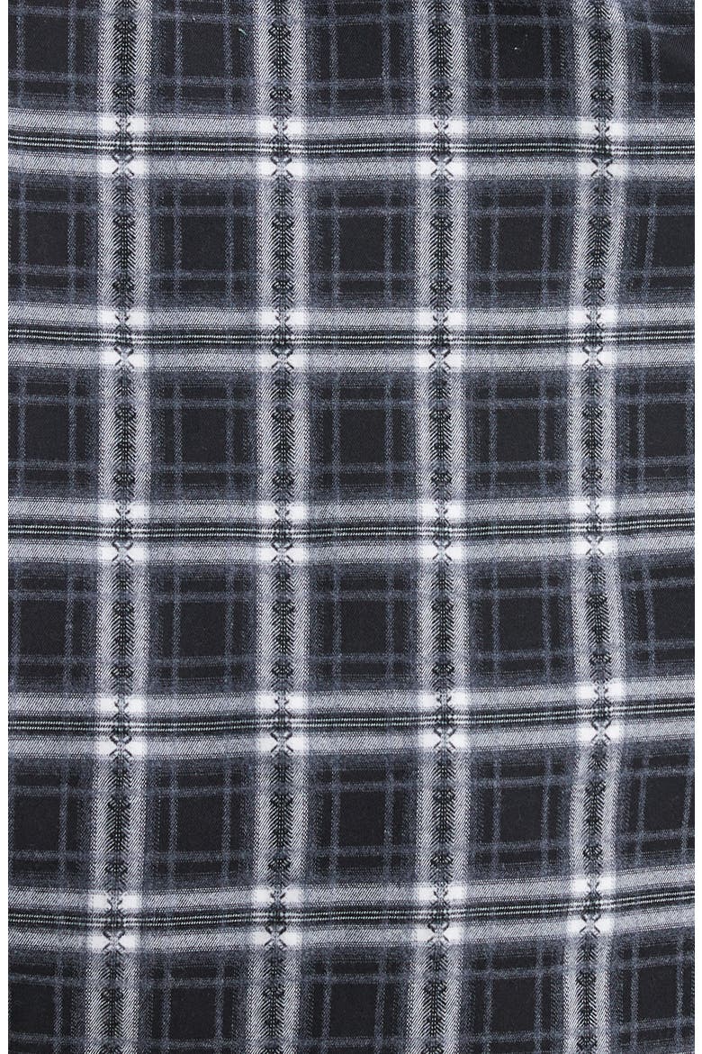 Plaid Fray Oversize Shirt, Alternate, color, BLACK/ WHITE PLAID
