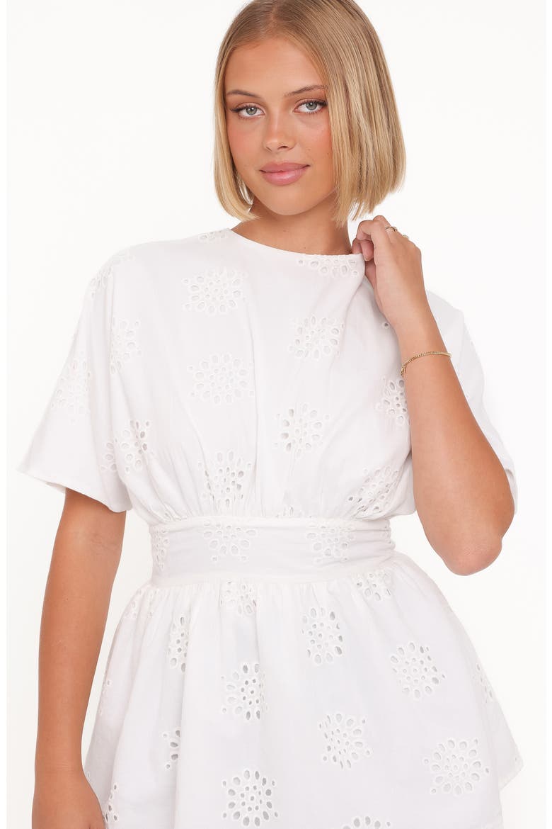 Carmel Tie Back Cotton Broderie Anglaise Tunic, Alternate, color, WHITE EMBROIDERY