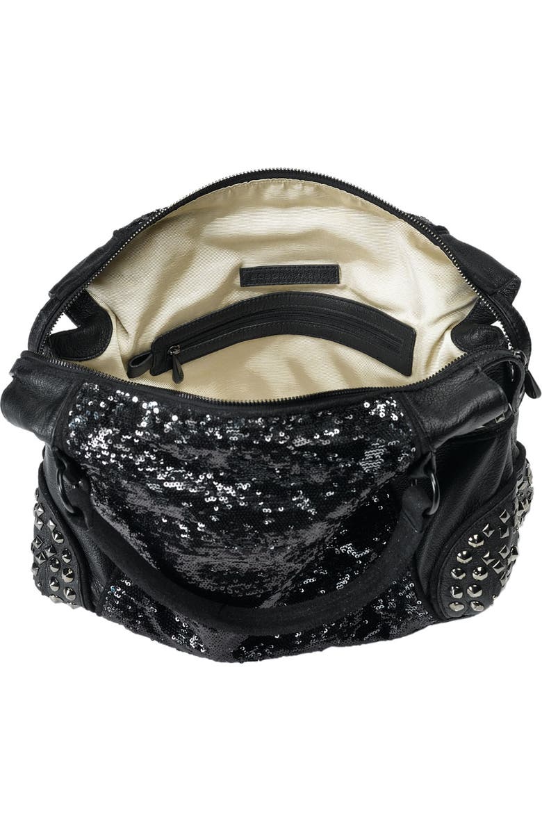 BCBGMAXAZRIA Reversible Sequin Faux Leather Satchel, Alternate, color,