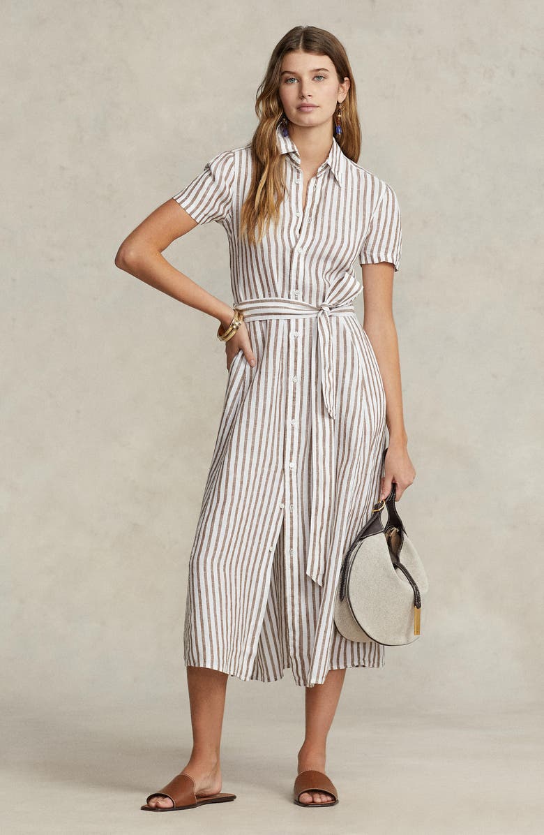 Polo Ralph Lauren Ashton Stripe Linen Shirtdress, Alternate, color,