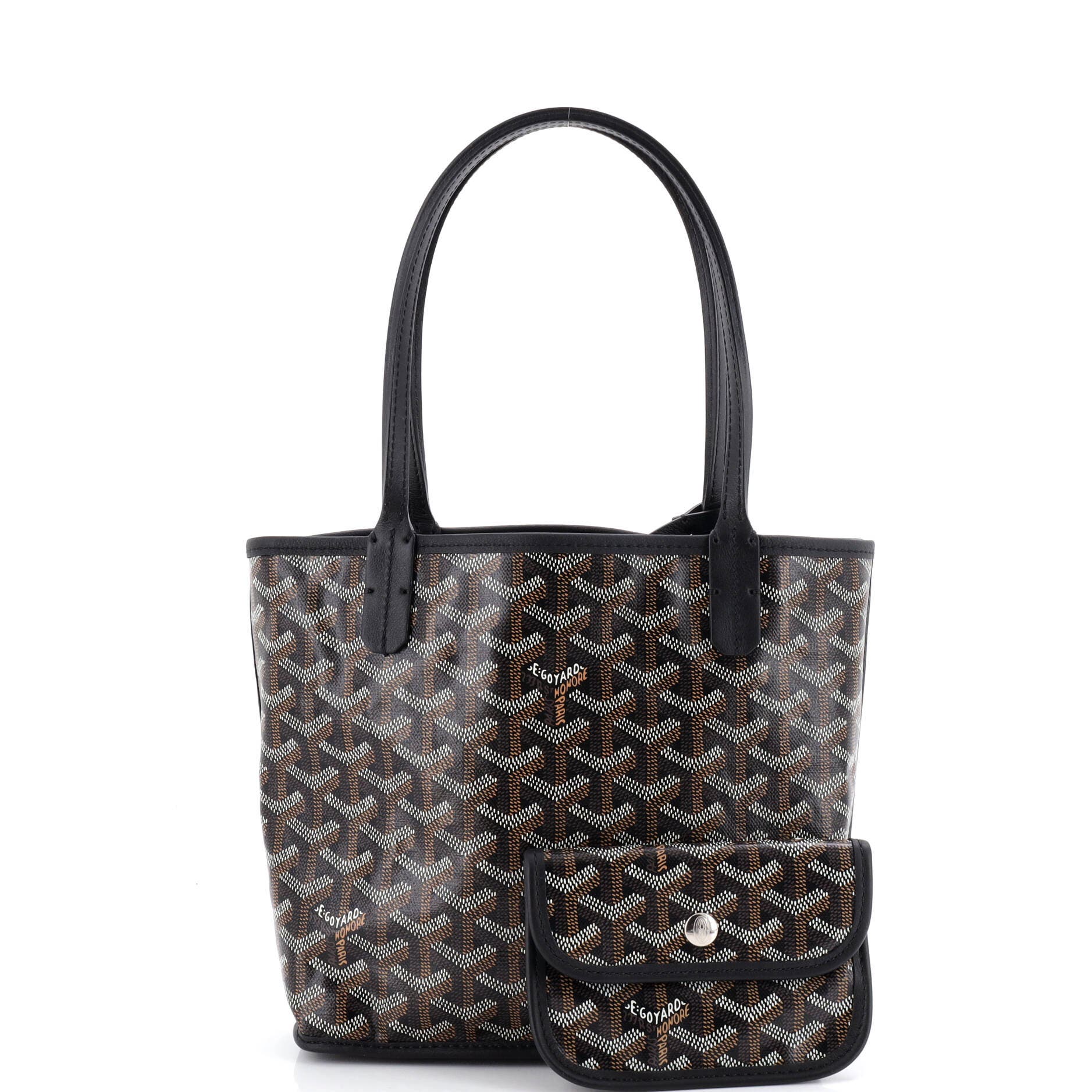 Pre-Owned Goyard Anjou Reversible Tote Coated Canvas Mini, Alternate, color, Black