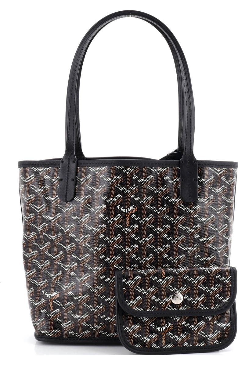 Pre-Owned Goyard Anjou Reversible Tote Coated Canvas Mini, Alternate, color, Black