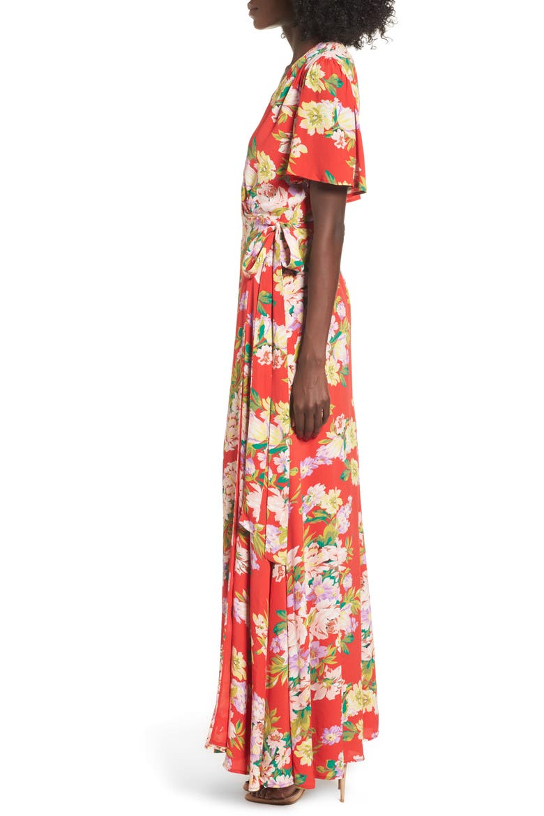 Plaza Wrap Maxi Dress, Alternate, color, RED