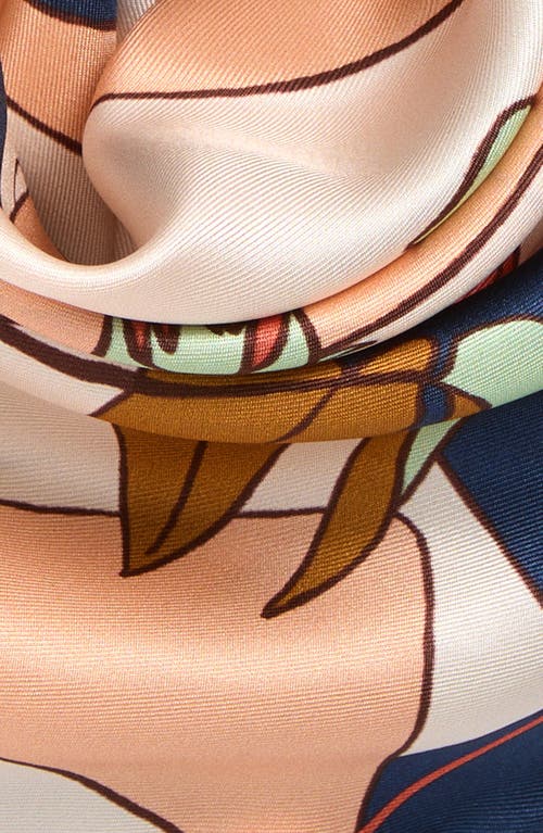 Lost Pattern Camellia Silk Square Bandana In Multi