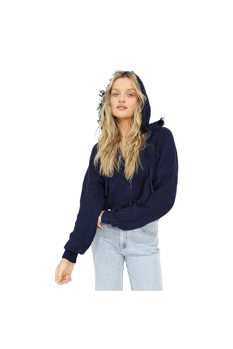 Another Love Fringe Zip Knit, Alternate, color, Blue