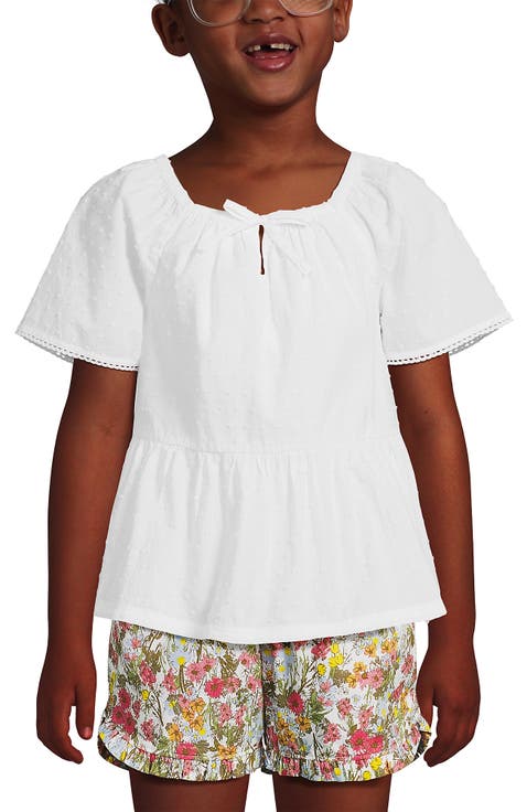Girls Flutter Sleeve Tiered Peasant Top