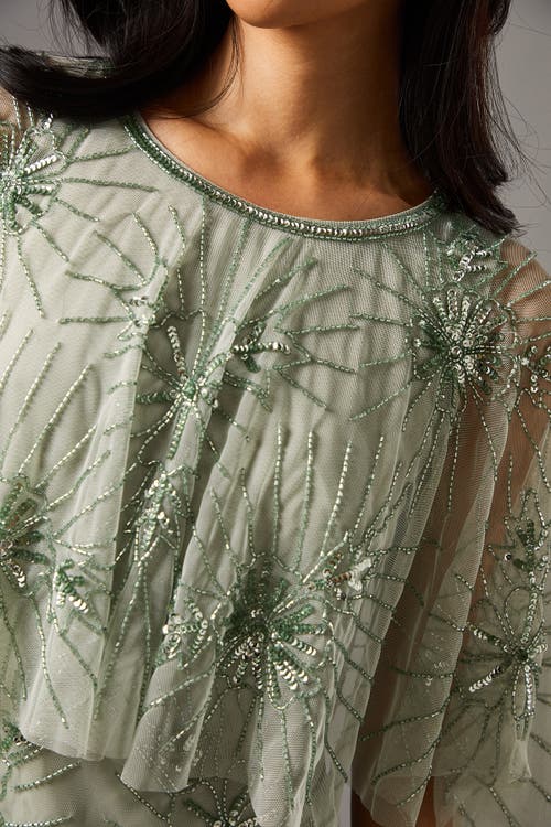 Coast Floral Embellished Cape Midi Dress In Gold
