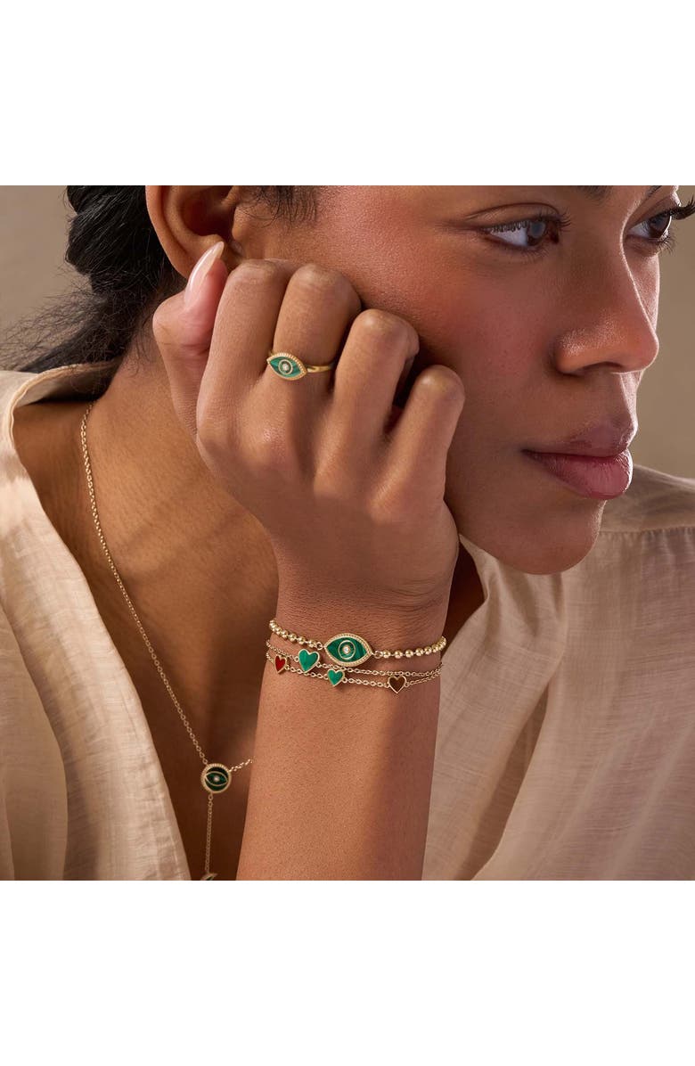 Karma and Luck Love's Shield Malachite Heart Bracelet, Alternate, color, Gold/Green