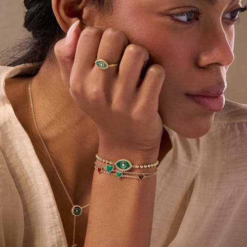 Karma And Luck Heart Desire Multi Stone Heart Bracelet In Gold
