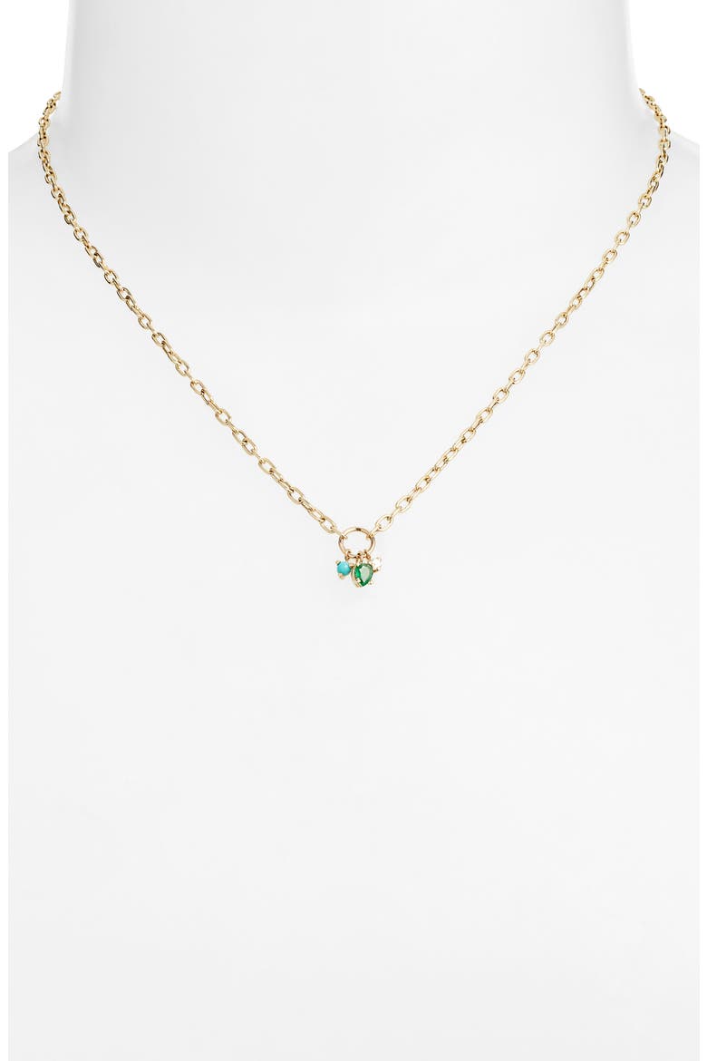 14K Gold Mixed Stone & Diamond Charms Oval Chain Necklace, Alternate, color, YELLOW GOLD