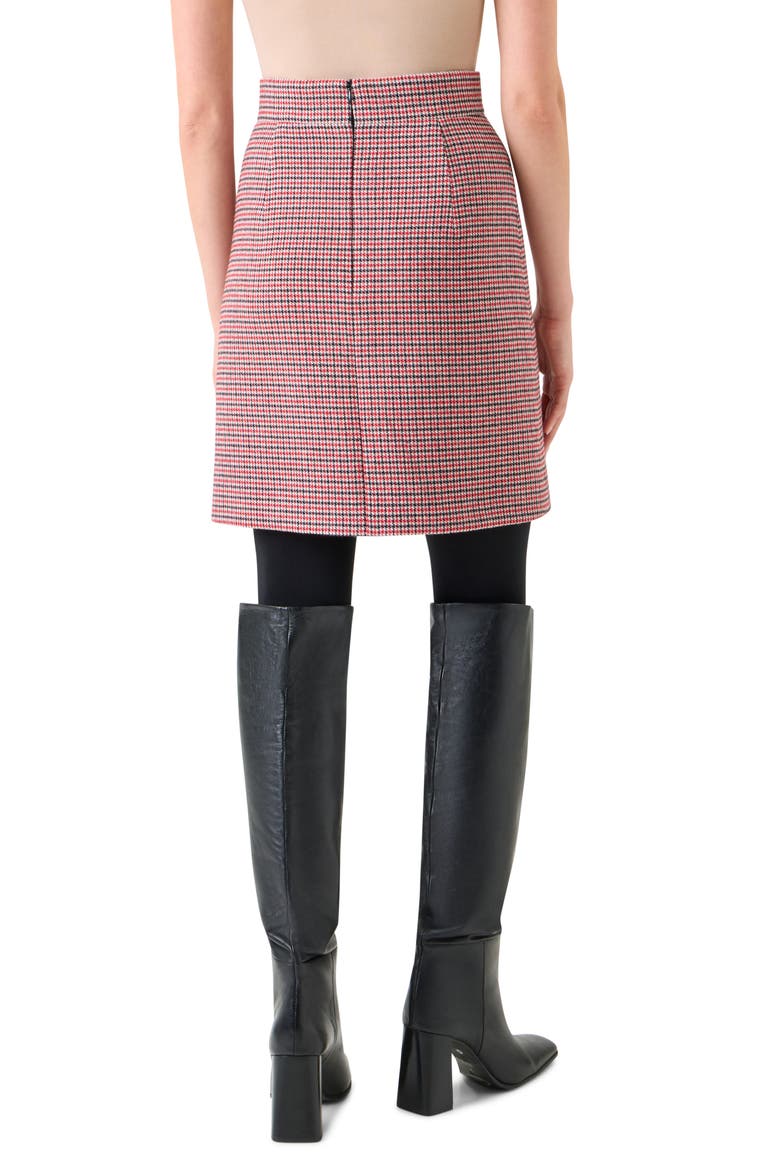 Houndstooth Check Virgin Wool Skirt, Alternate, color, BLACK-VERMILLION-CREAM