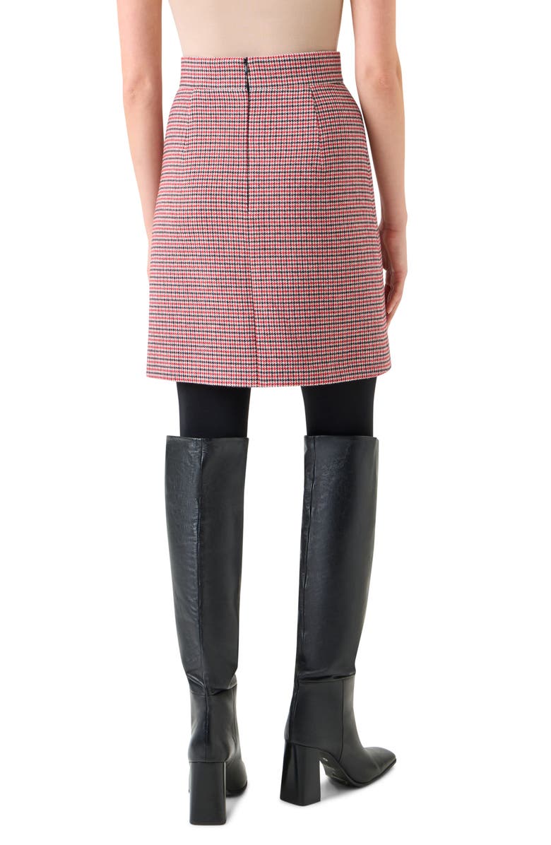 Akris punto Houndstooth Check Virgin Wool Skirt, Alternate, color, Black-Vermillion-Cream