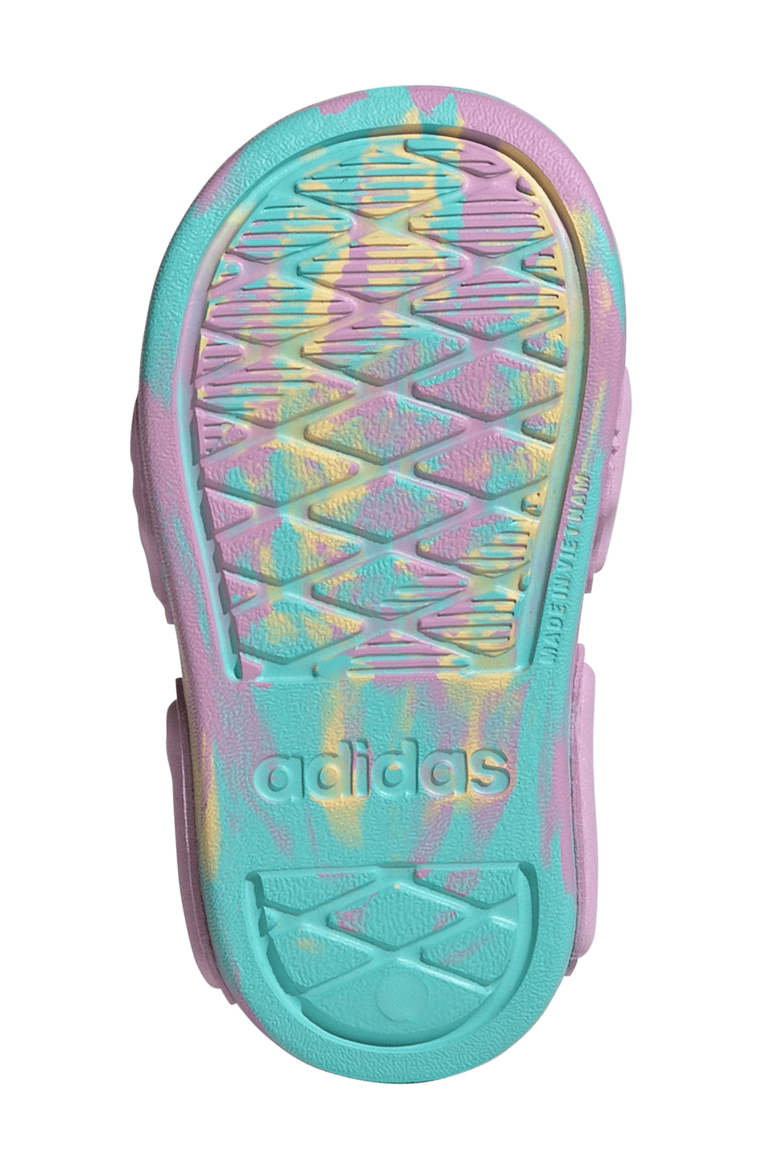 Kids' Adilette Sandal, Alternate, color, LILAC/ ORANGE / AQUA