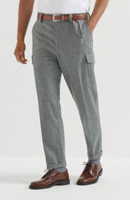Brunello Cucinelli Virgin wool flannel trousers with cargo pockets