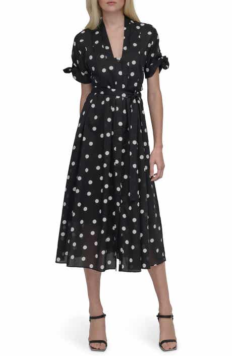 DKNY Pleated Fit & Flare Midi Dress