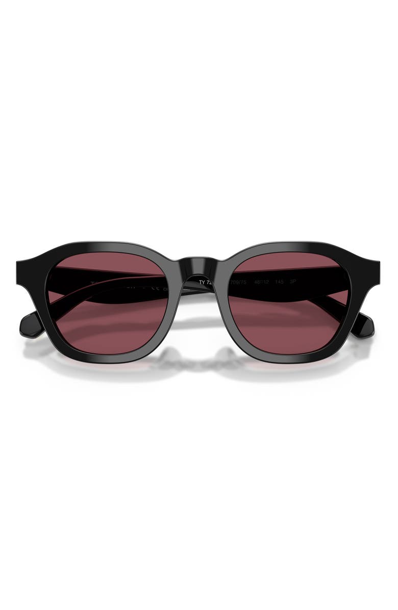 Tory Burch 48mm Polarized Phantos Sunglasses, Alternate, color, Black / Dark Violet Polar