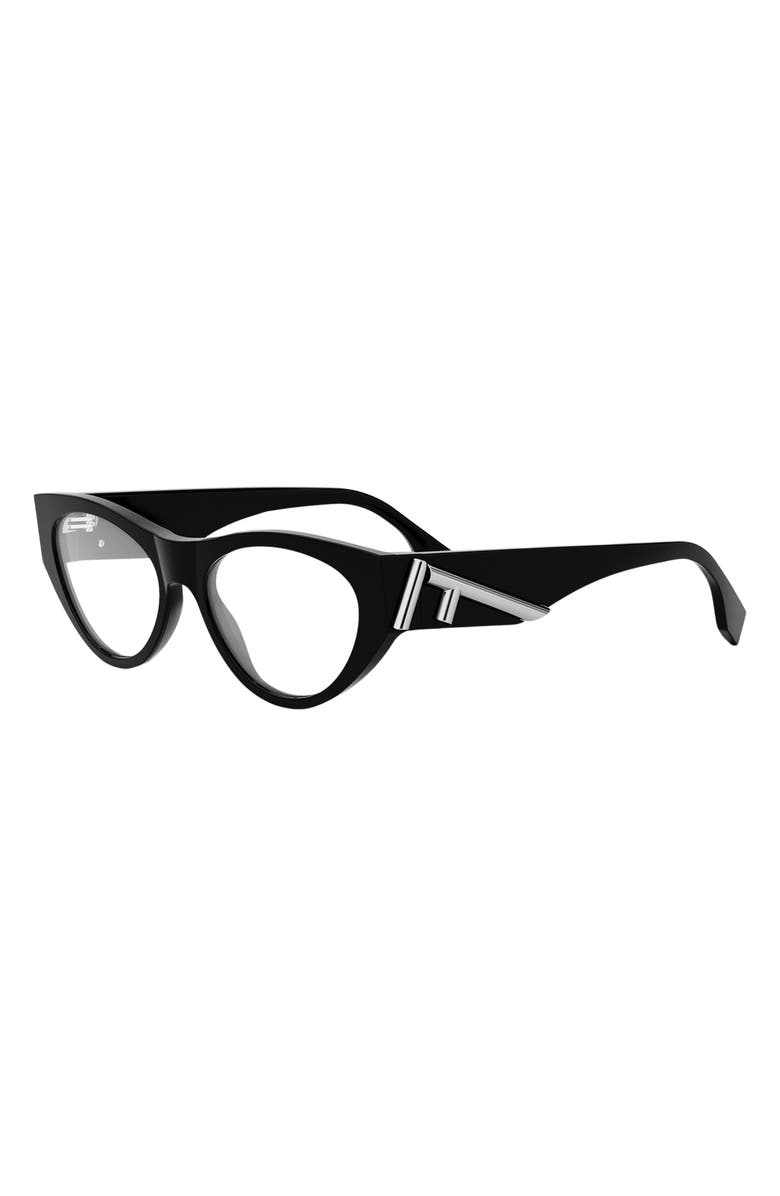 Fendi First 52mm Cat Eye Optical Glasses, Alternate, color, Shiny Black