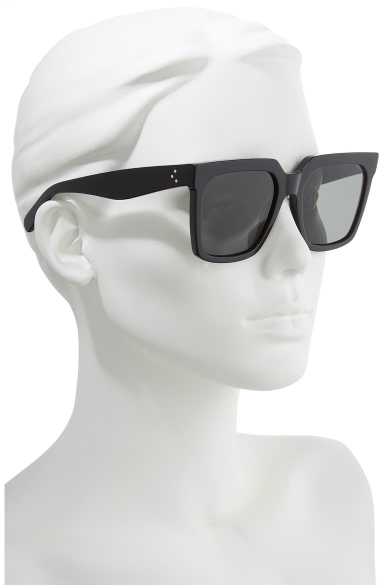 Bold 3 Dots 55mm Polarized Square Sunglasses, Alternate, color, SHINY BLACK/ SMOKE