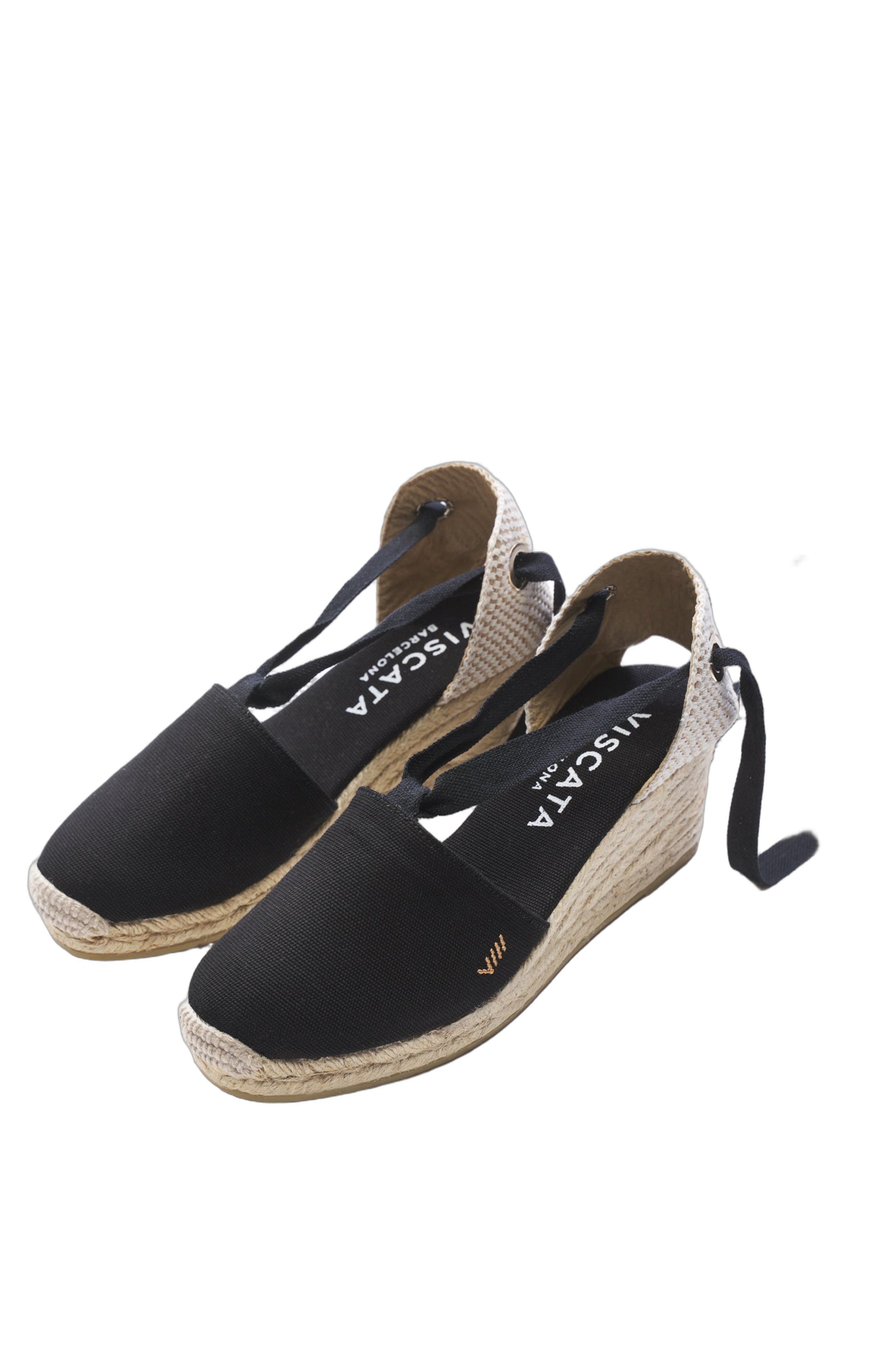 VISCATA Escala Canvas Espadrille Wedges, Alternate, color, Black