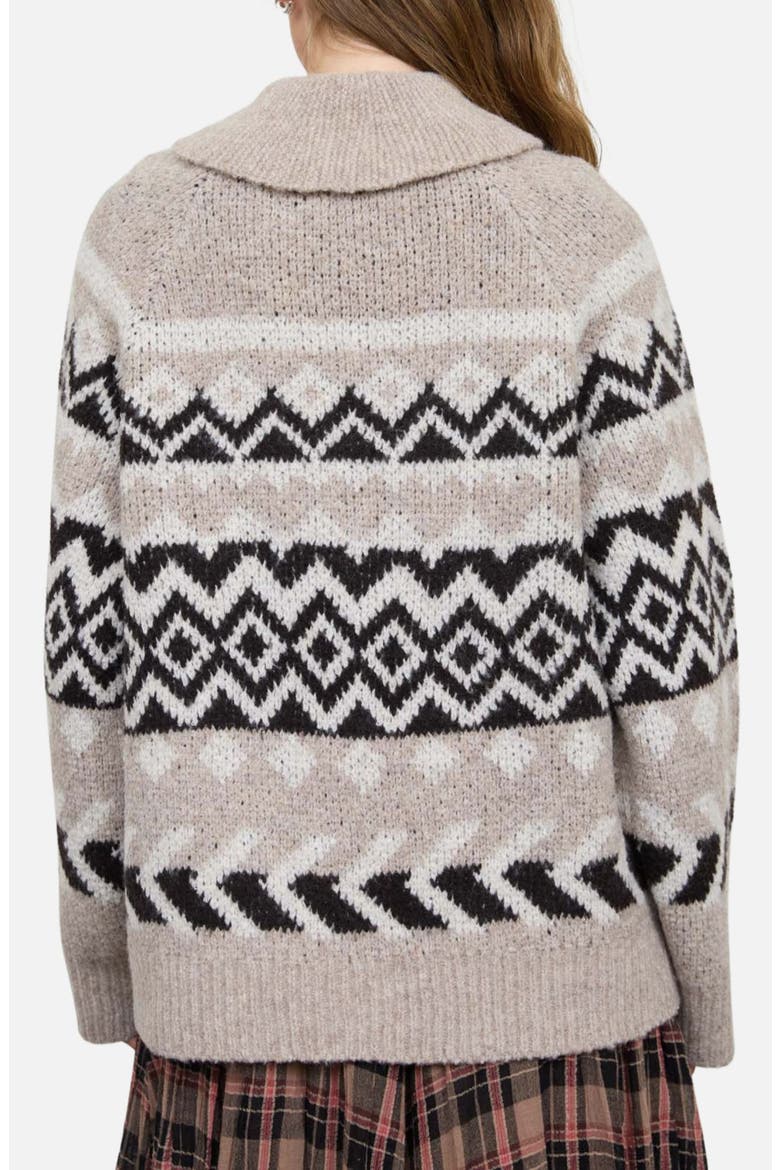 Geometric Jacquard Zip Cardigan, Alternate, color, TAUPE
