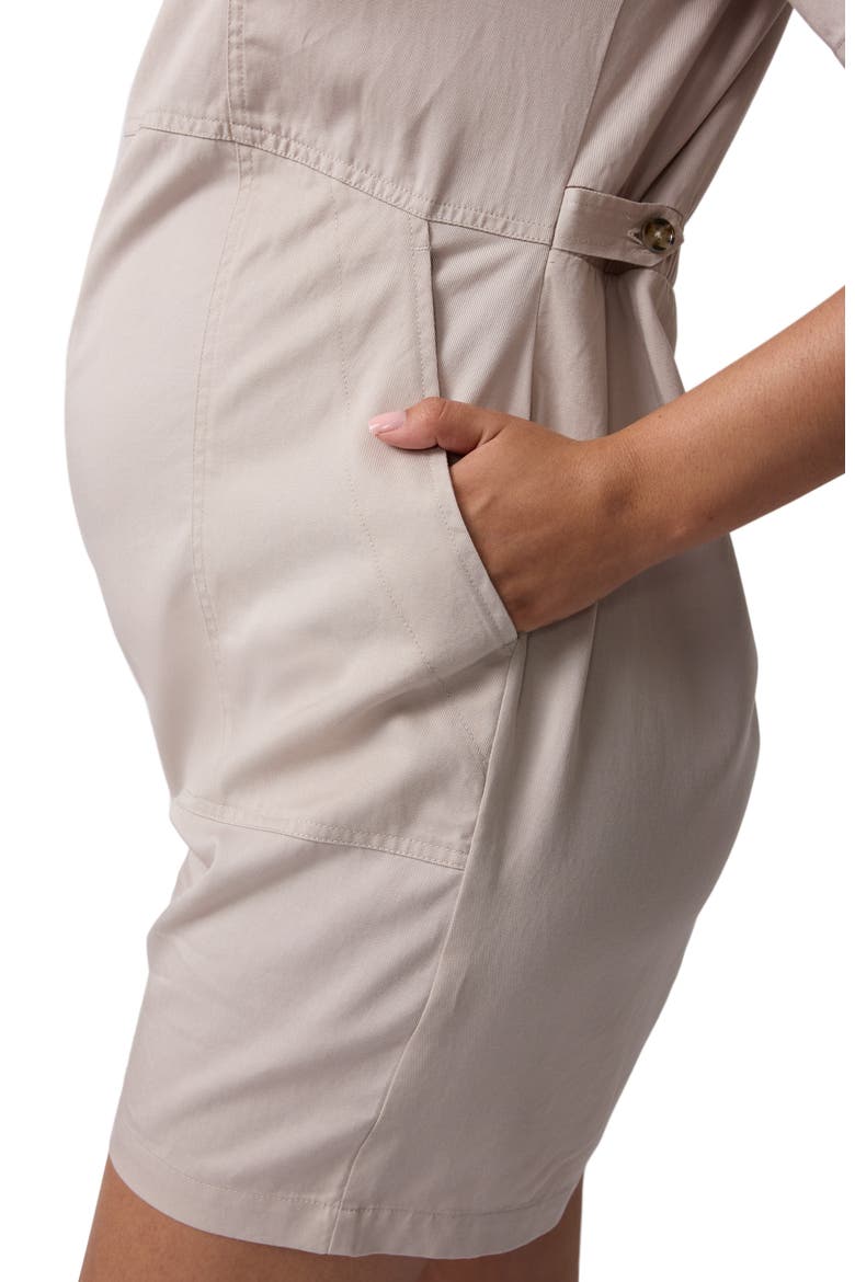 The Short Maternity Utility Coverall, Alternate, color, Stone