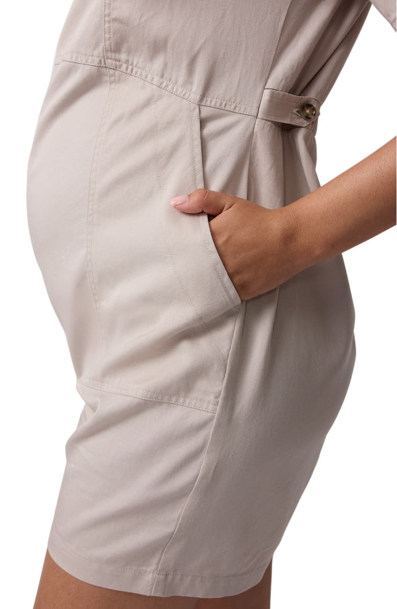 Ingrid & Isabel Short Sleeve Utility Romper, Alternate, color, Stone