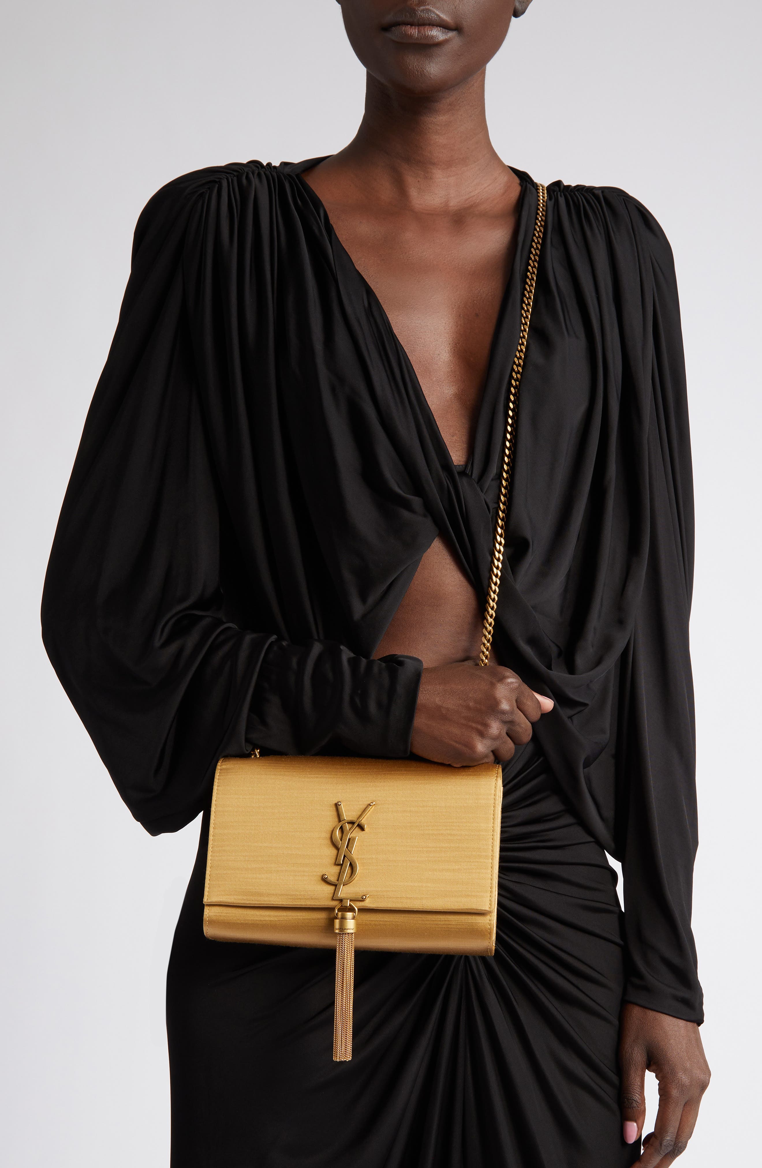 Small Kate Satin Shoulder Bag, Alternate, color, GOLD DUST