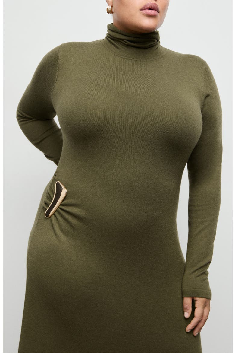 Turtleneck Long Sleeve Knit Dress, Alternate, color, KHAKI GREEN