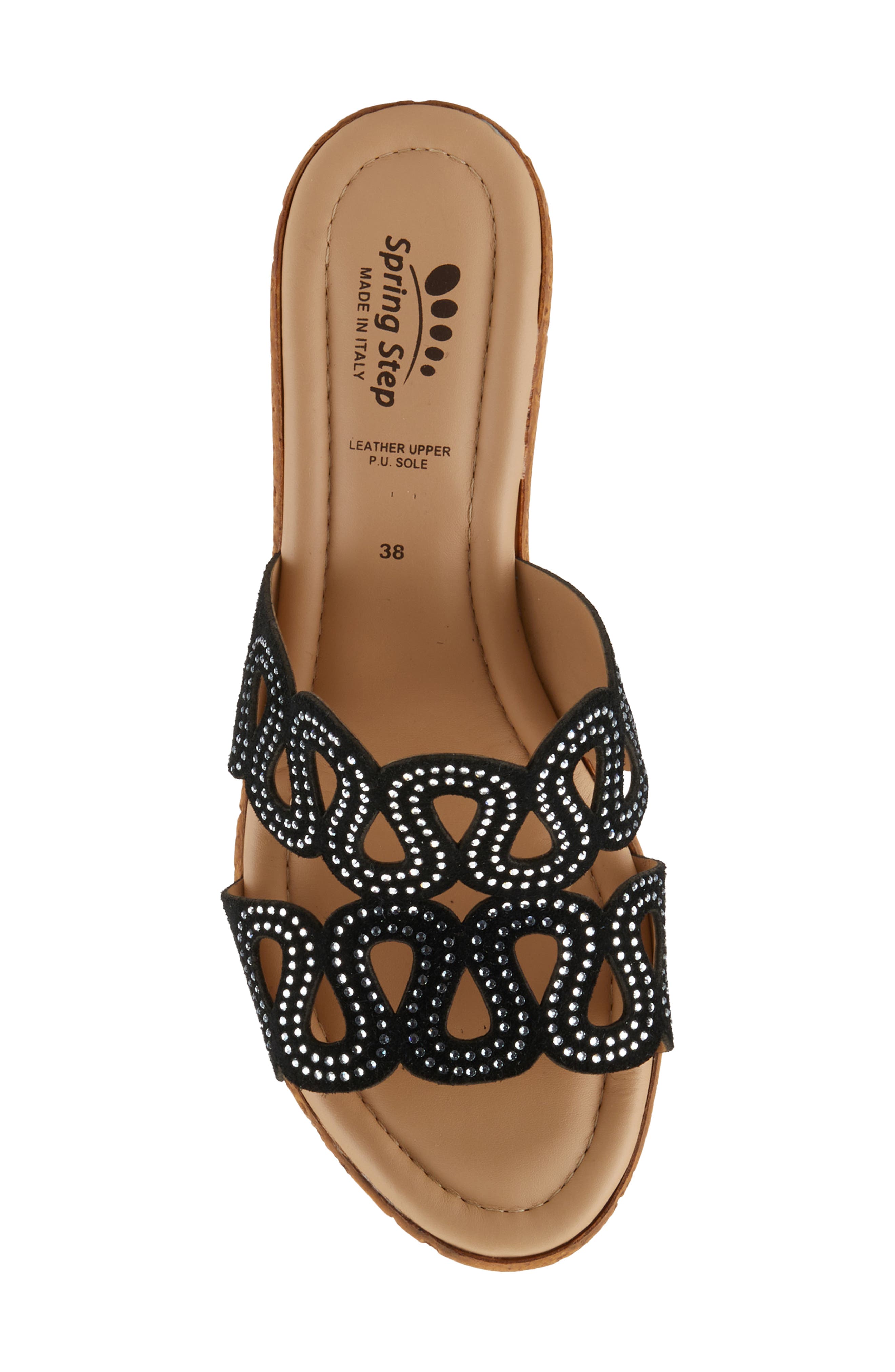 Steamy Crystal Embellished Wedge Sandal, Alternate, color, BLACK SUEDE