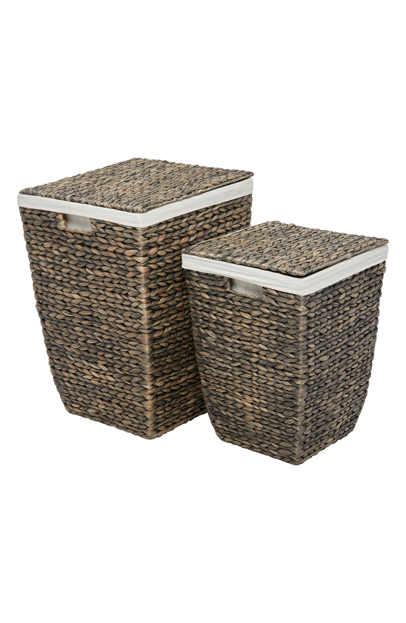 SONOMA SAGE HOME Dark Brown Seagrass Handmade Storage Basket with Liner & Matching Top - Set of 2
