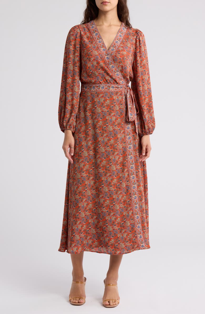 MAX STUDIO Long Sleeve Wrap Dress, Main, color, 