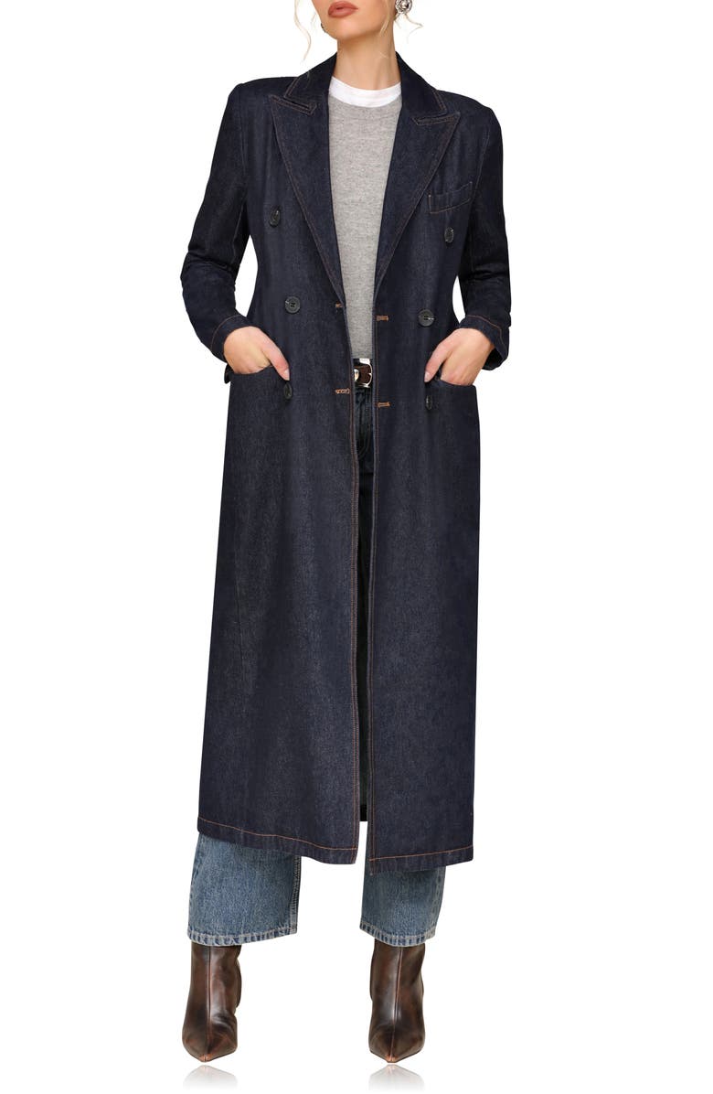 Avec Les Filles Double Breasted Denim Coat, Alternate, color, 