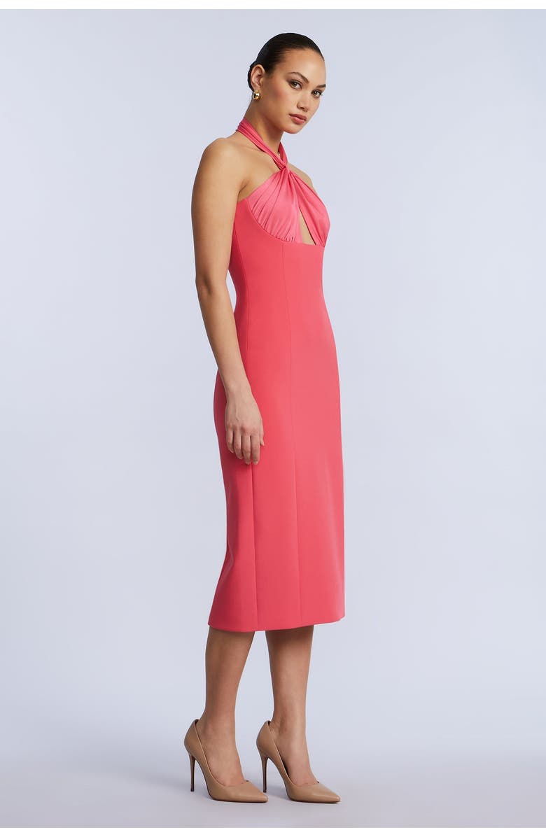 BCBGMAXAZRIA Midi Dress With A Twist, Alternate, color, Cherry Blossom