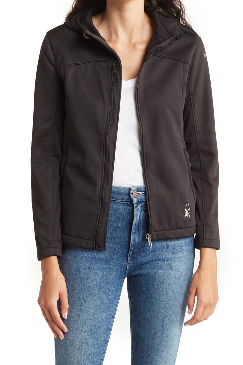 Alyce Waterproof Softshell Hooded Jacket, Main, color, BLACK