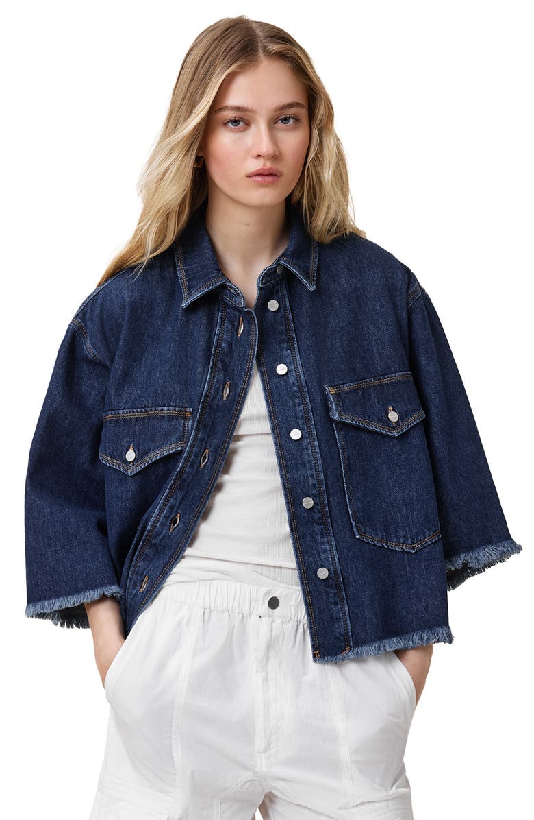 AllSaints Faye Raw Hem Denim Shirt, Alternate, color,