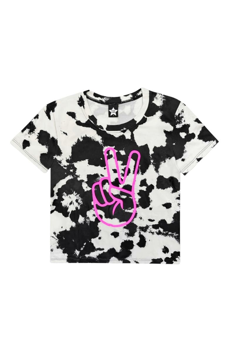 PixieLane Kids' Simply Soft Easy Graphic T-Shirt, Main, color, Black Tie Dye Neon Pink Peace
