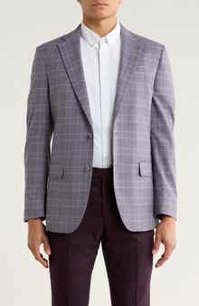 Original Penguin Purple Plaid Notch Lapel Blazer