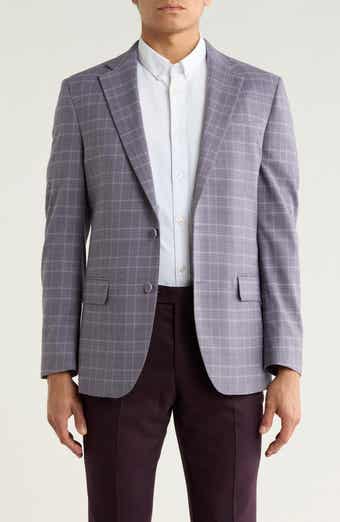 Original Penguin Purple Plaid Notch Lapel Blazer
