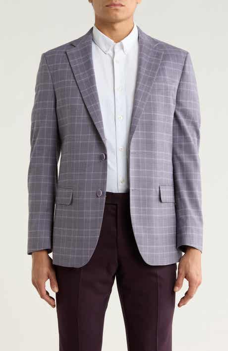 Original Penguin Purple Plaid Notch Lapel Blazer
