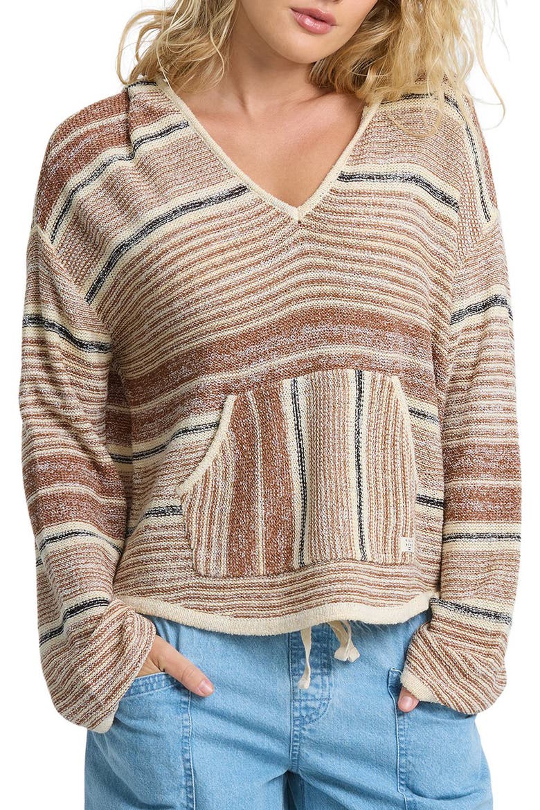 Baja Beach Stripe Cotton Blend Hoodie, Main, color, WHITE / BROWN