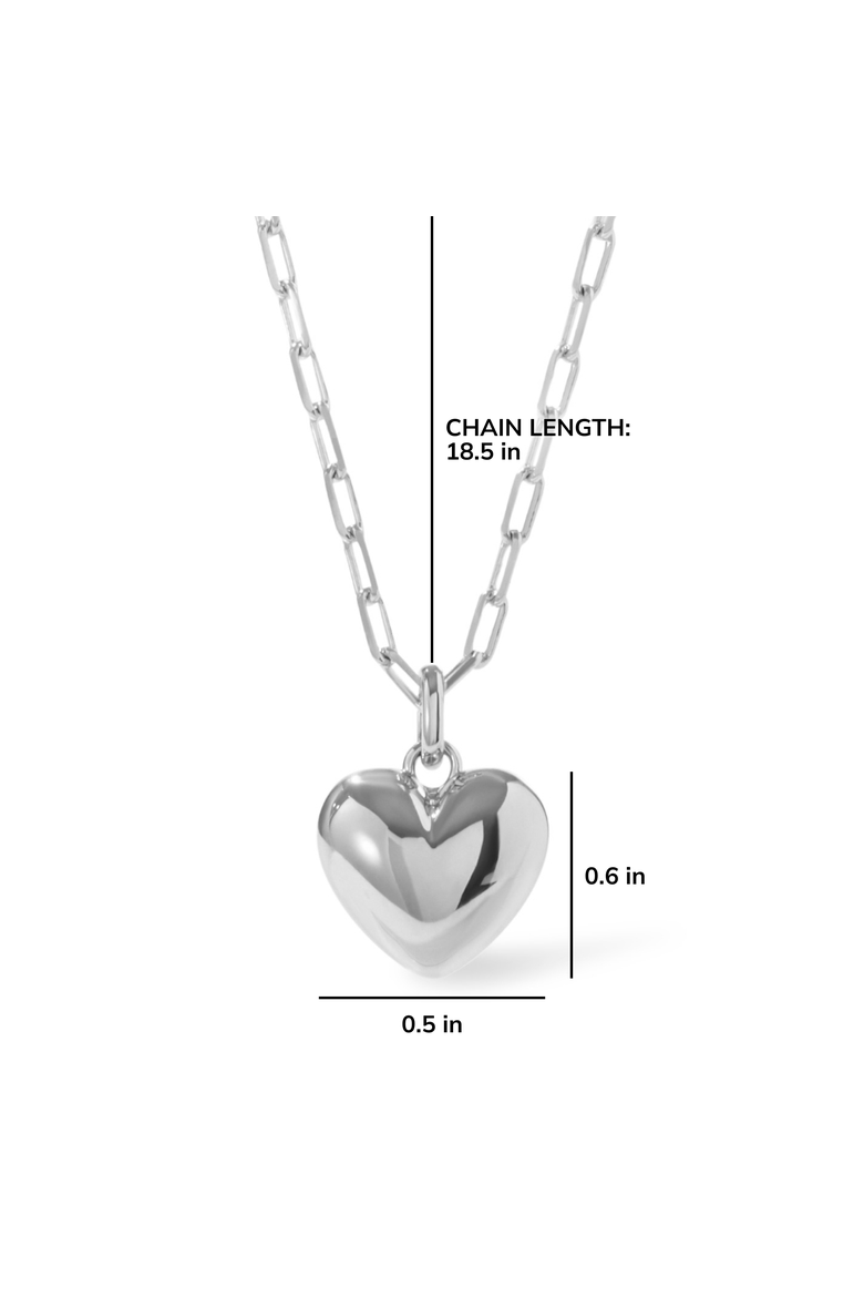 Puffed Heart Necklace - Lev, Alternate, color, Silver