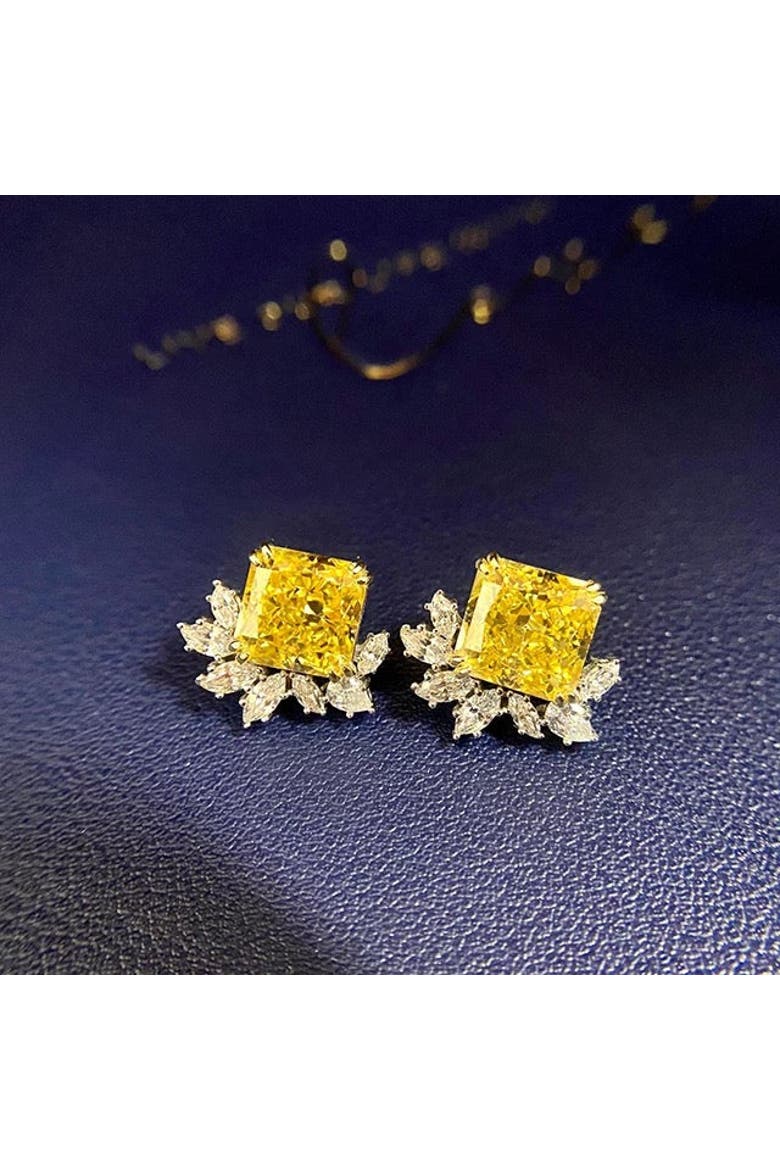 Radiant canary stud earrings, Alternate, color, yellow