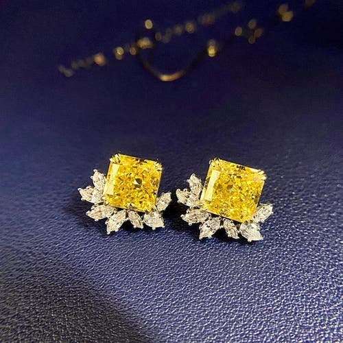 Gemma Azzurro Radiant Canary Stud Earrings In Gold