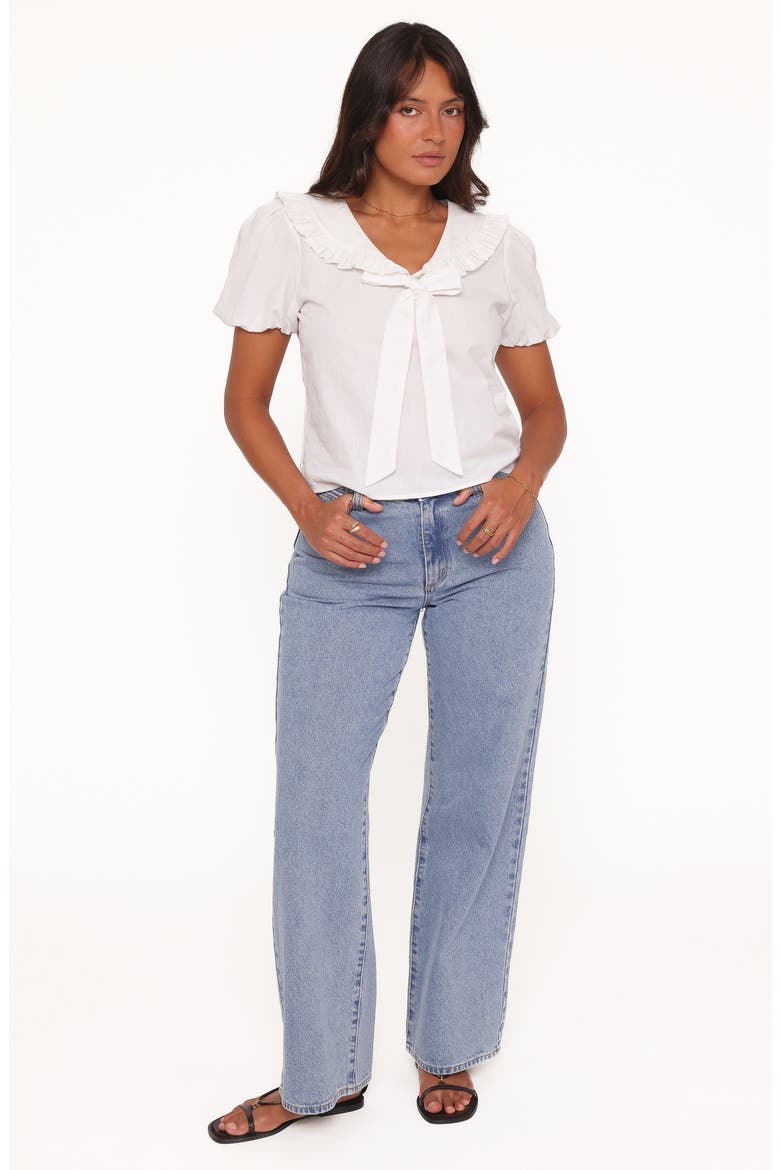 Fleming Frill Collar Cotton Top, Alternate, color, WHITE
