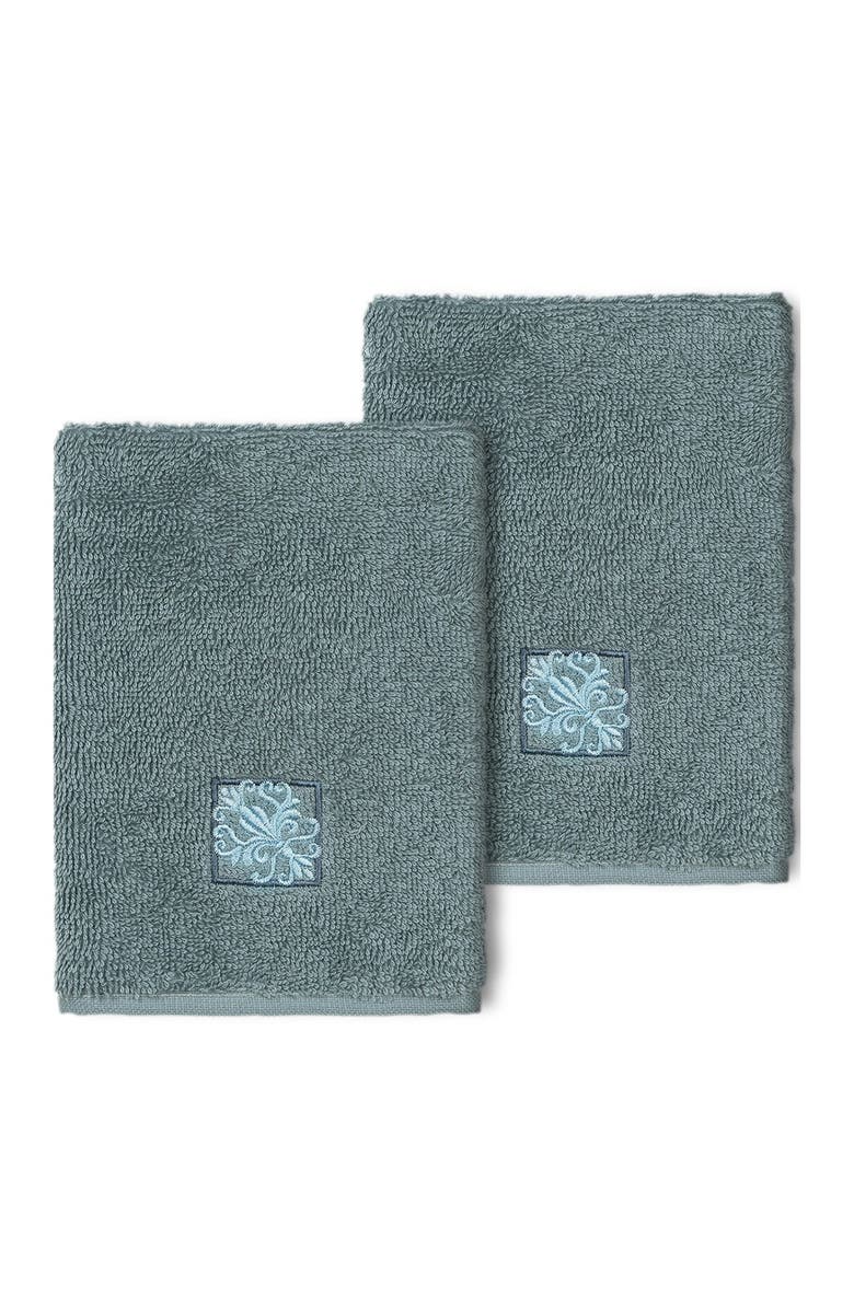 Linum Home Textiles Vivian Embellished Washcloth - Set of 2 - Teal, Main, color, Teal