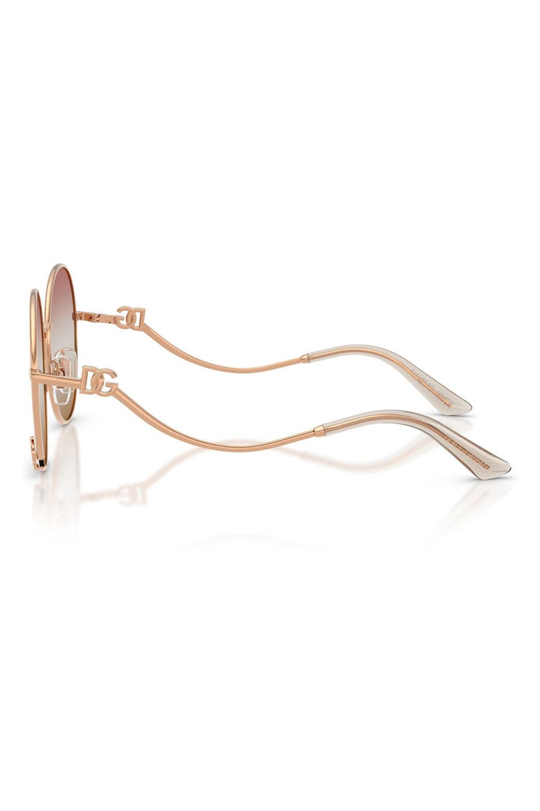 56mm Gradient Round Sunglasses, Alternate, color, ROSE GOLD / PINK BROWN
