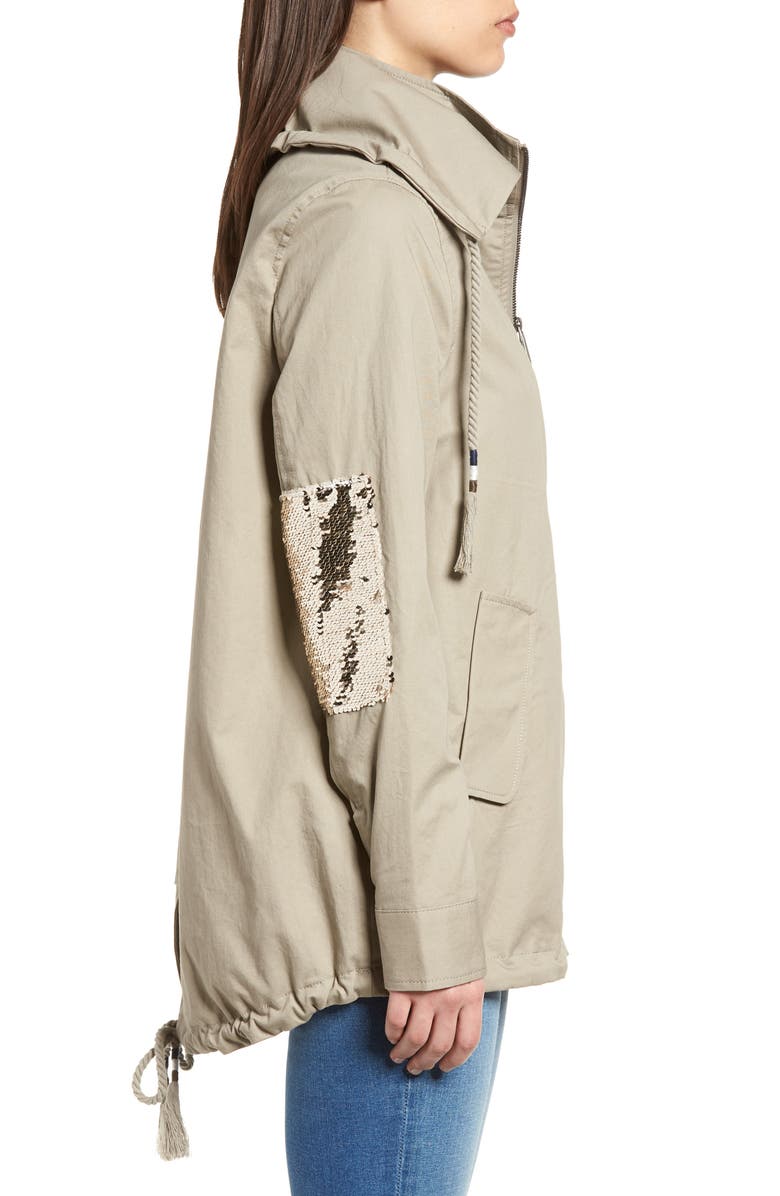 Sam Edelman Sequin Elbow Patch Anorak Jacket, Alternate, color,