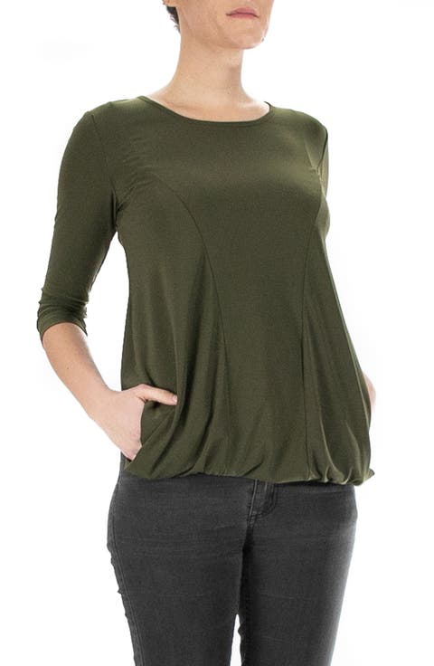 Scoop Neck Elbow Length Sleeve Jersey Dress