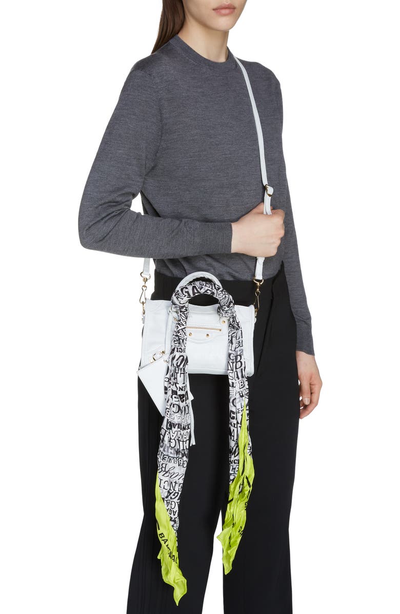 Balenciaga Nano Classic City Scarf Handle Leather Tote, Alternate, color,