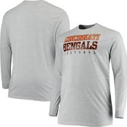 FANATICS Men's Fanatics Branded Heathered Gray Cincinnati Bengals Big & Tall Practice Long Sleeve T-Shirt